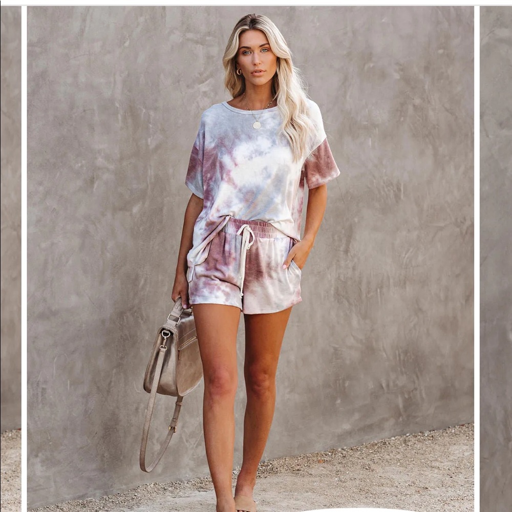 Tye dye short sleeve tee & short set 2pc